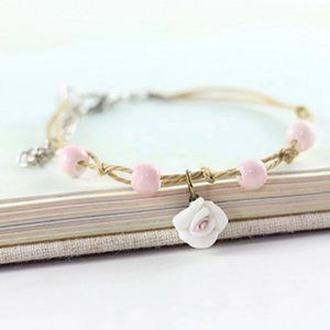 Ceramic Beads and Blossom Bracelet